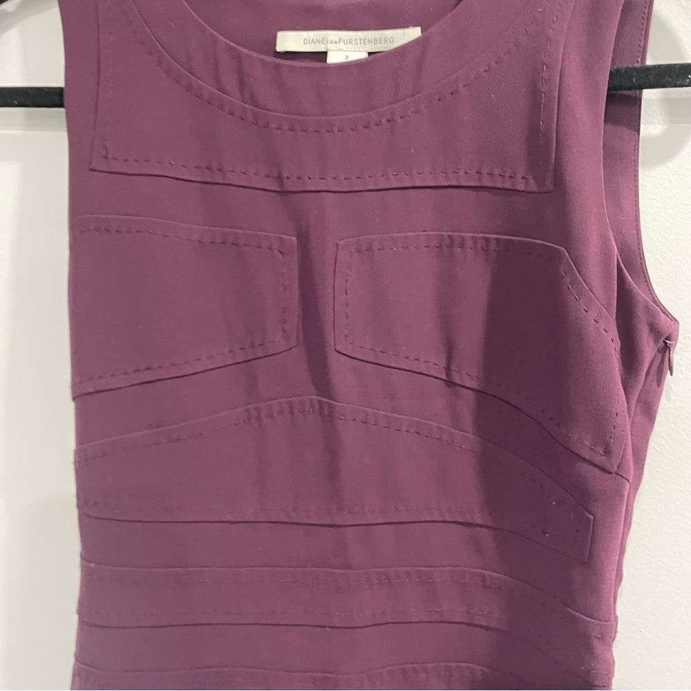 DVF Diane Von Furstenberg Burgundy Purple Midi Dress Size 2 - Picture 7 of 9